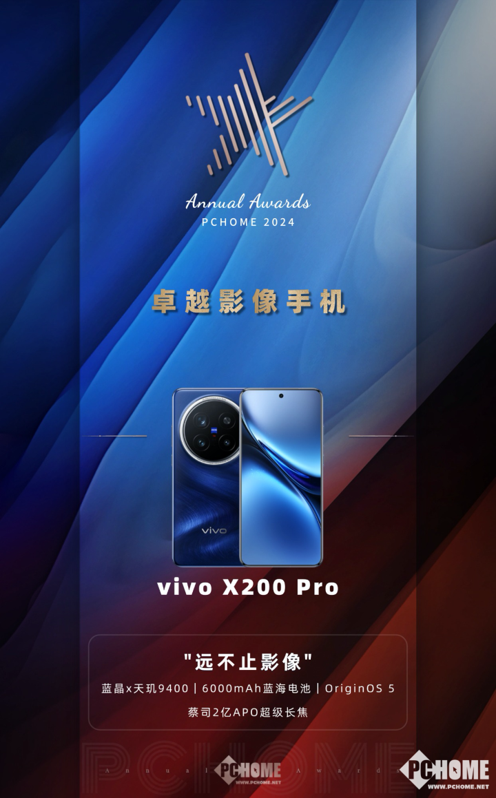vivoX200Pro获得PChome2024年度卓越影像手机奖项(图1)